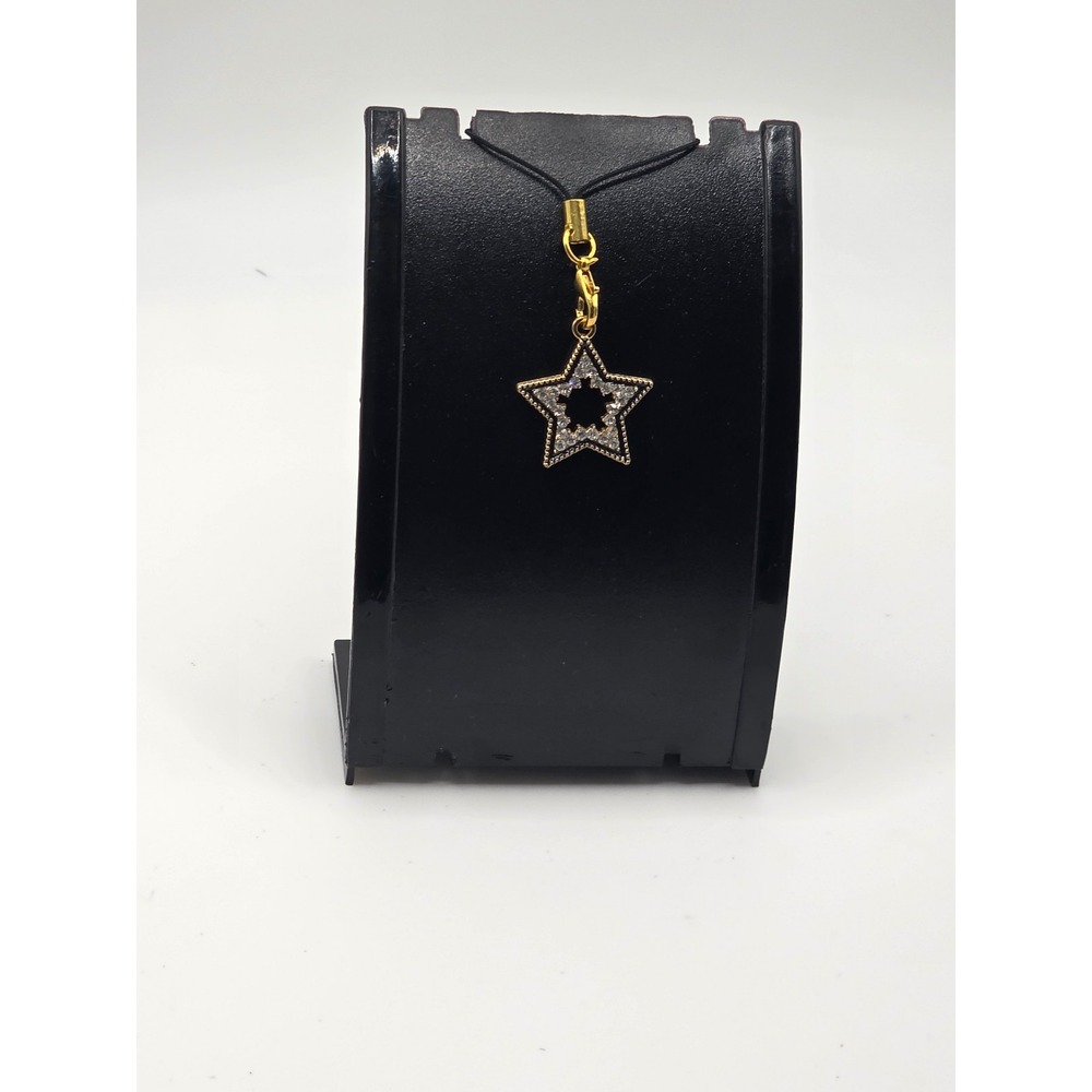 Gold Black Rhinestone Star Phone Charm Handmade  BUNDLE & OFFER 2SAVE